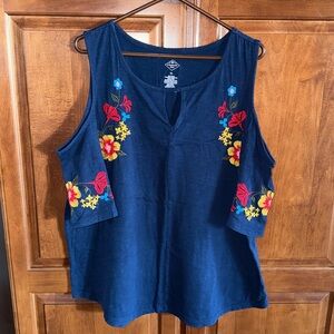 St. John's Bay Embroidered Floral Cold Shoulder Top